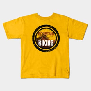 Mountain biking through the woods Kids T-Shirt